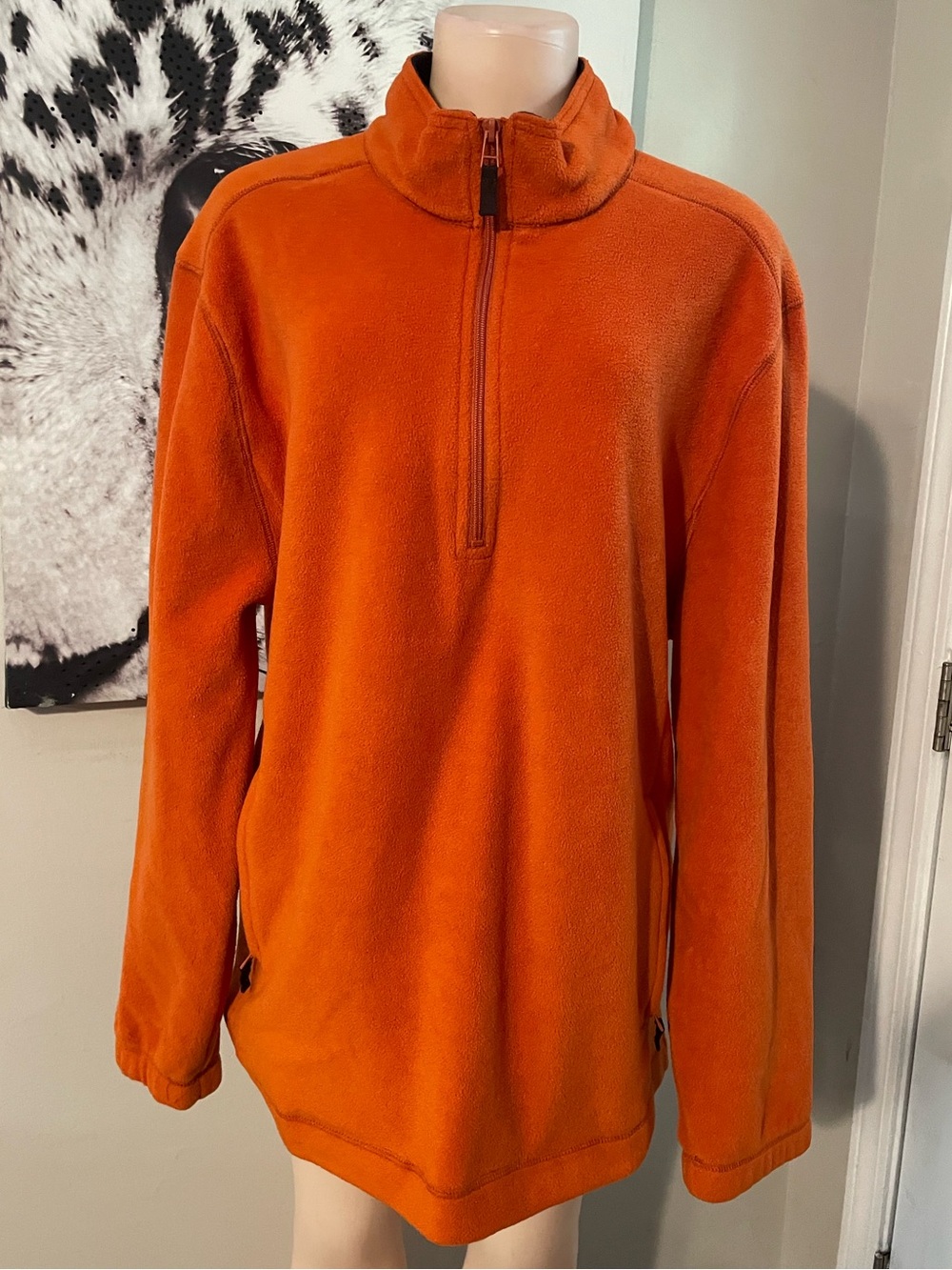 Saddlebred Men's Orange Quarter-Zip Fleece Pullover Large comfy soft fall jacket